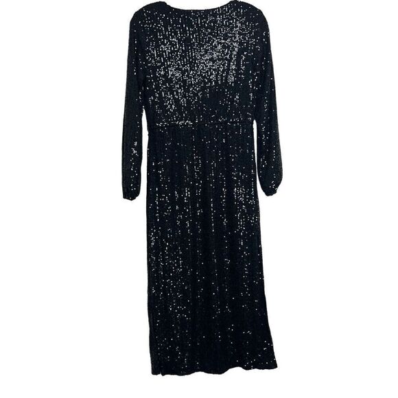 Betsey Johnson Black Sequin Side Slits Midi Dress Size Small - Picture 10 of 13